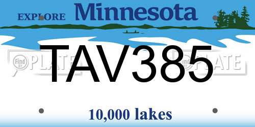 TAV385 Minnesota License Plate