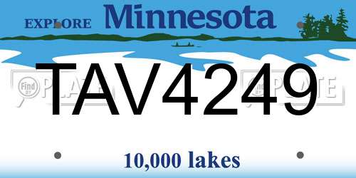 TAV4249 Minnesota License Plate