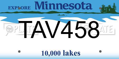 TAV458 Minnesota License Plate