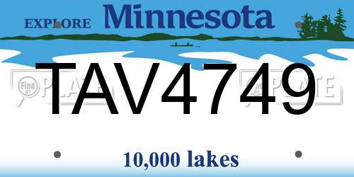 TAV4749 Minnesota License Plate