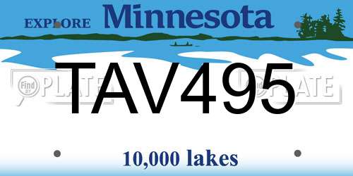 TAV495 Minnesota License Plate