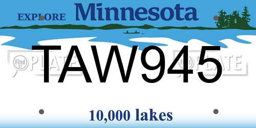 TAW945 Minnesota License Plate