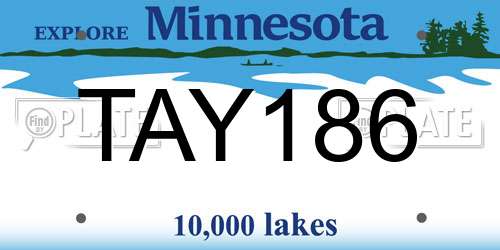 TAY186 Minnesota License Plate