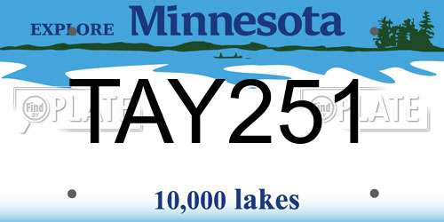 TAY251 Minnesota License Plate