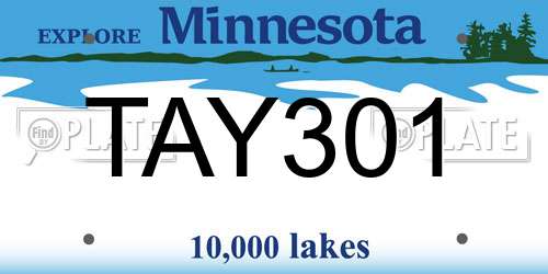 TAY301 Minnesota License Plate