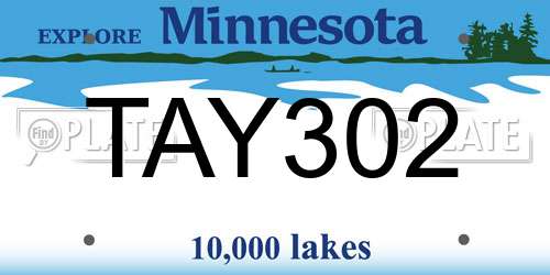TAY302 Minnesota License Plate