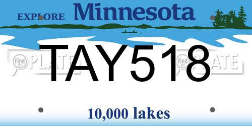 TAY518 Minnesota License Plate