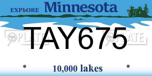 TAY675 Minnesota License Plate