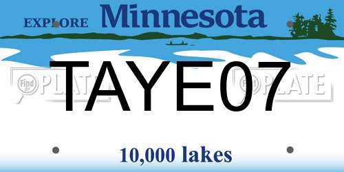 TAYE07 Minnesota License Plate