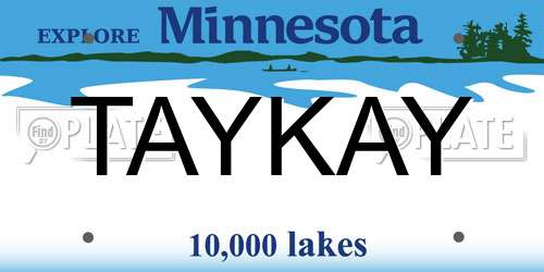 TAYKAY Minnesota License Plate