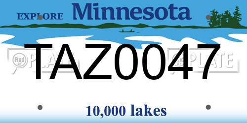 TAZ0047 Minnesota License Plate