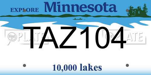TAZ104 Minnesota License Plate