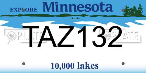 TAZ132 Minnesota License Plate