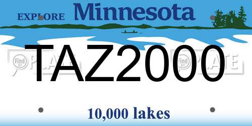 TAZ2000 Minnesota License Plate