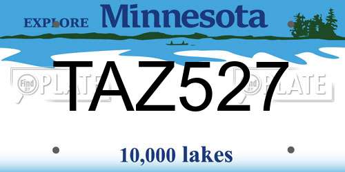 TAZ527 Minnesota License Plate