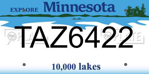 TAZ6422 Minnesota License Plate