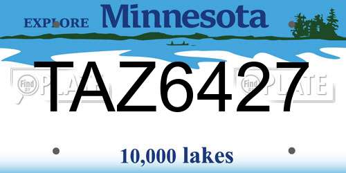 TAZ6427 Minnesota License Plate