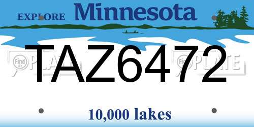 TAZ6472 Minnesota License Plate