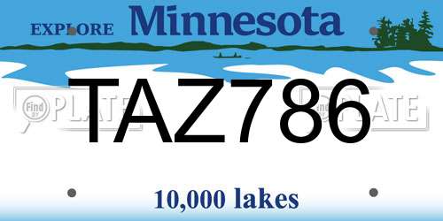 TAZ786 Minnesota License Plate