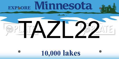 TAZL22 Minnesota License Plate