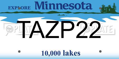TAZP22 Minnesota License Plate