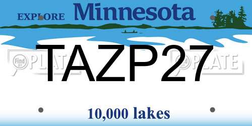 TAZP27 Minnesota License Plate