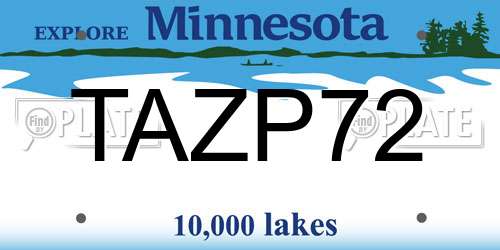 TAZP72 Minnesota License Plate