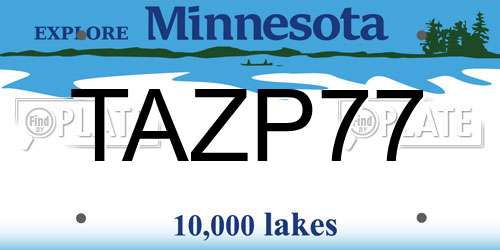 TAZP77 Minnesota License Plate