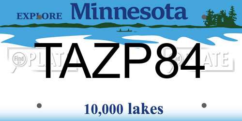 TAZP84 Minnesota License Plate