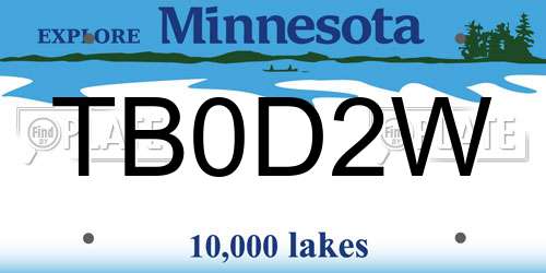 TB0D2W Minnesota License Plate