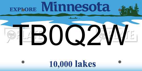 TB0Q2W Minnesota License Plate