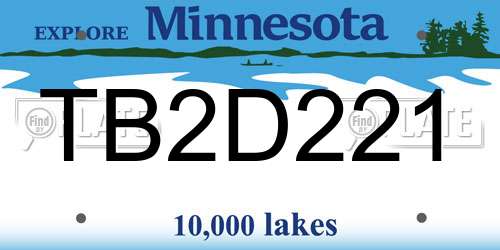 TB2D221 Minnesota License Plate