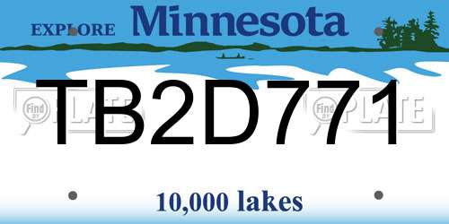 TB2D771 Minnesota License Plate