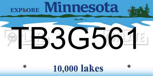 TB3G561 Minnesota License Plate