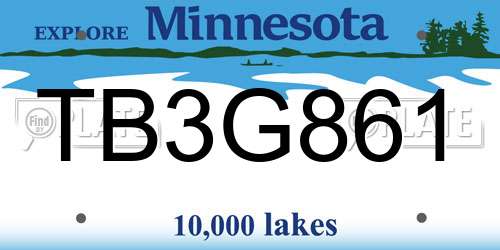 TB3G861 Minnesota License Plate