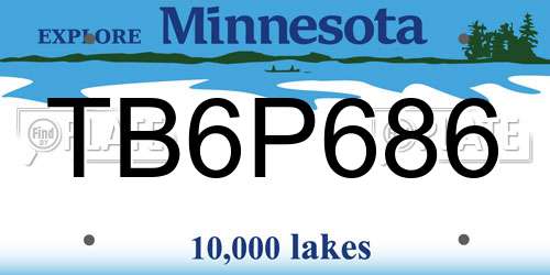 TB6P686 Minnesota License Plate