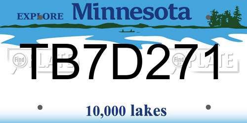 TB7D271 Minnesota License Plate