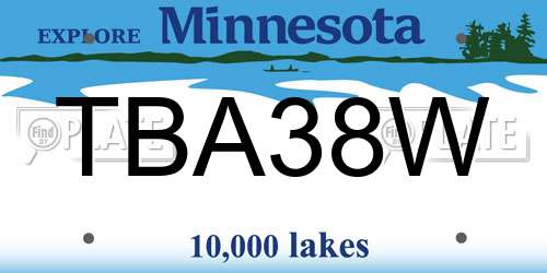 TBA38W Minnesota License Plate