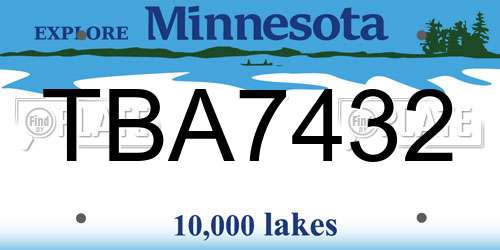 TBA7432 Minnesota License Plate