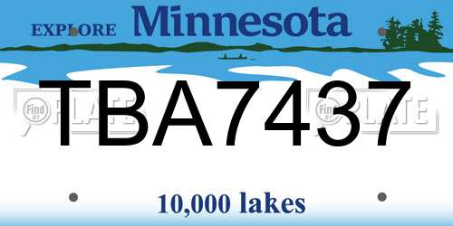 TBA7437 Minnesota License Plate