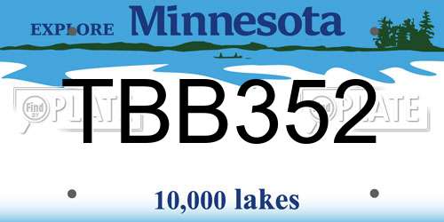 TBB352 Minnesota License Plate