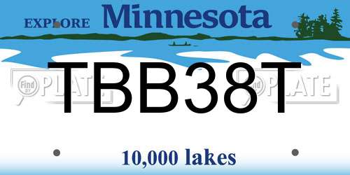 TBB38T Minnesota License Plate