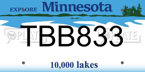 TBB833 Minnesota License Plate