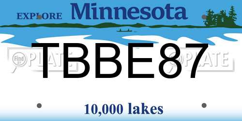 TBBE87 Minnesota License Plate
