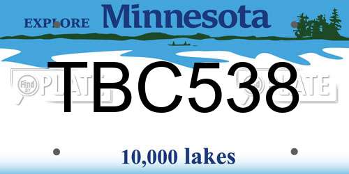 TBC538 Minnesota License Plate