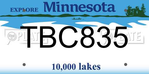TBC835 Minnesota License Plate