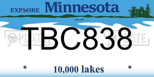 TBC838 Minnesota License Plate