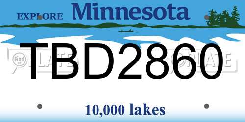 TBD2860 Minnesota License Plate