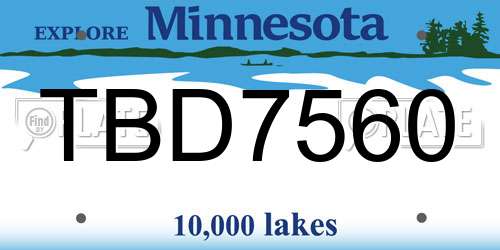 TBD7560 Minnesota License Plate