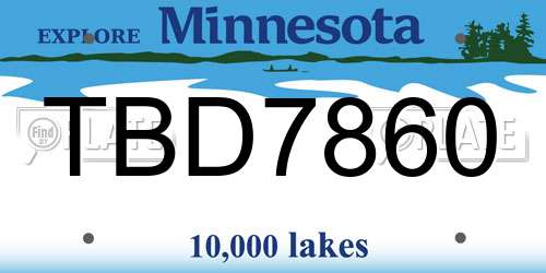 TBD7860 Minnesota License Plate